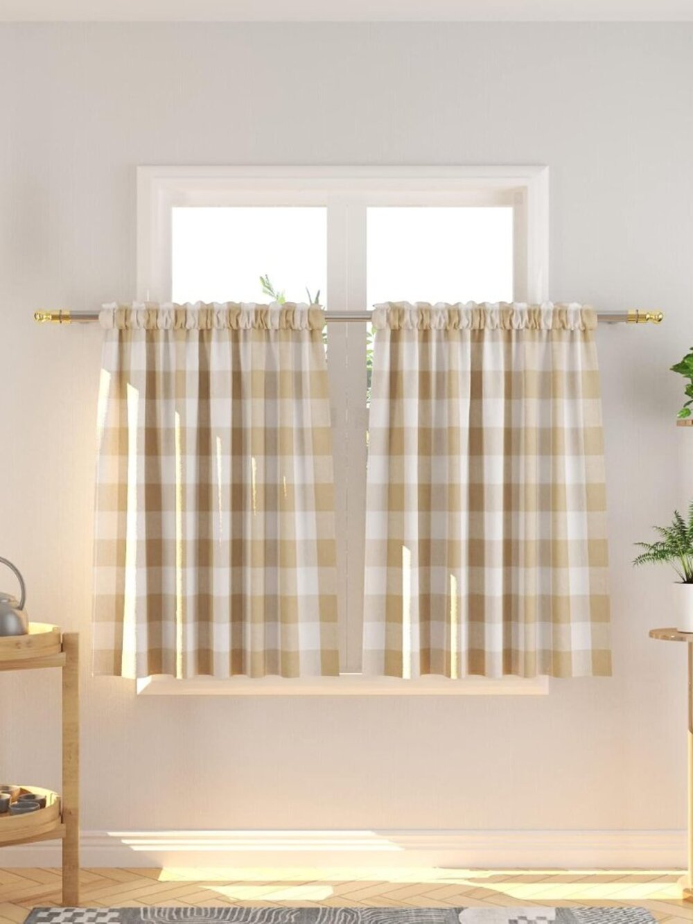 Buffalo Check Kitchen Tiers 36 inches Long Plaid Gingham Rod Pocket Classic Cafe